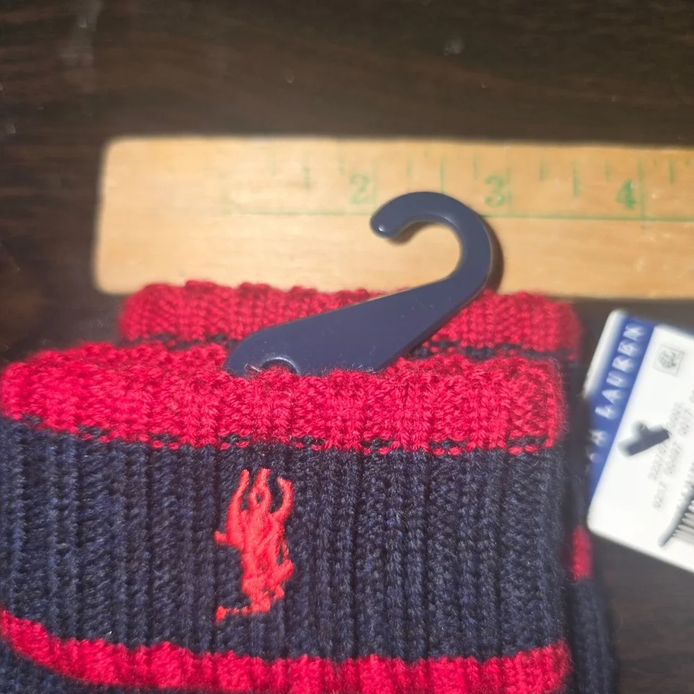 Polo Ralph Lauren Knit Gloves One Size 8-20 Boys Navy Blue 100% Wool Pony Logo